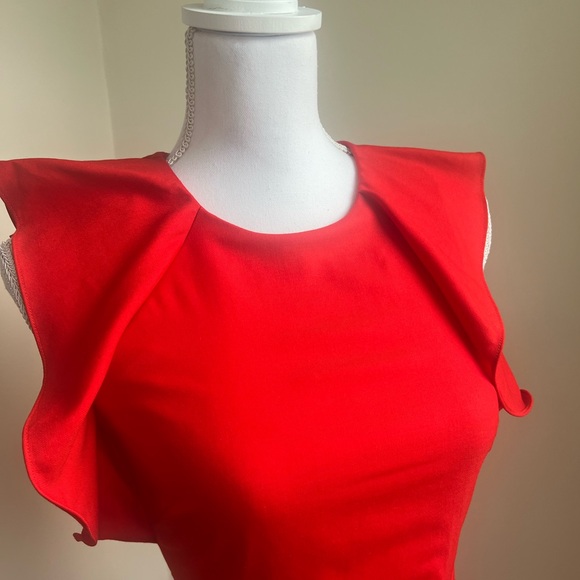 J. CREW Ruffled Short Shoulder Sleeve Midi Red Dress - Picture 8 of 13